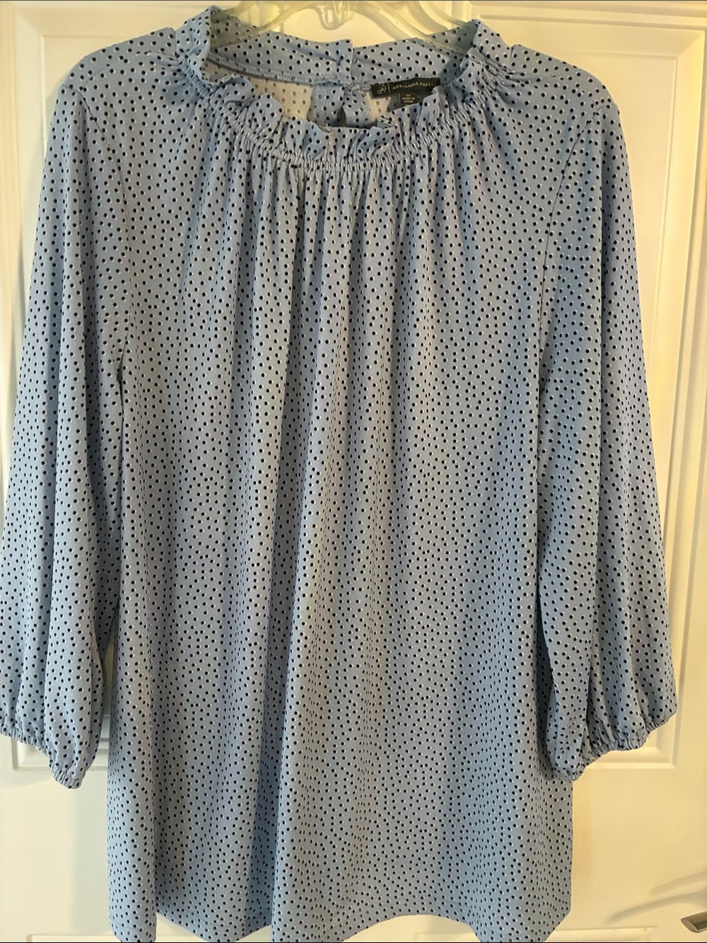 Adrianna Papell Light Blue Blouse with Black Dot Print